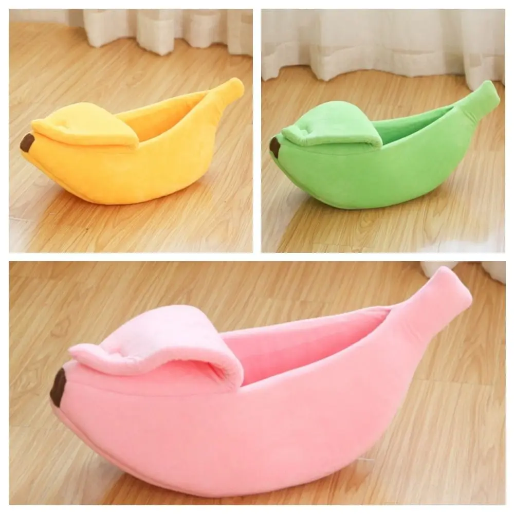 Soft Cute Banana Shape Cat Bed Portable Multicolor Pet Sleeping Basket Durable Funny Design Cozy Cat Mat Cat Supplies