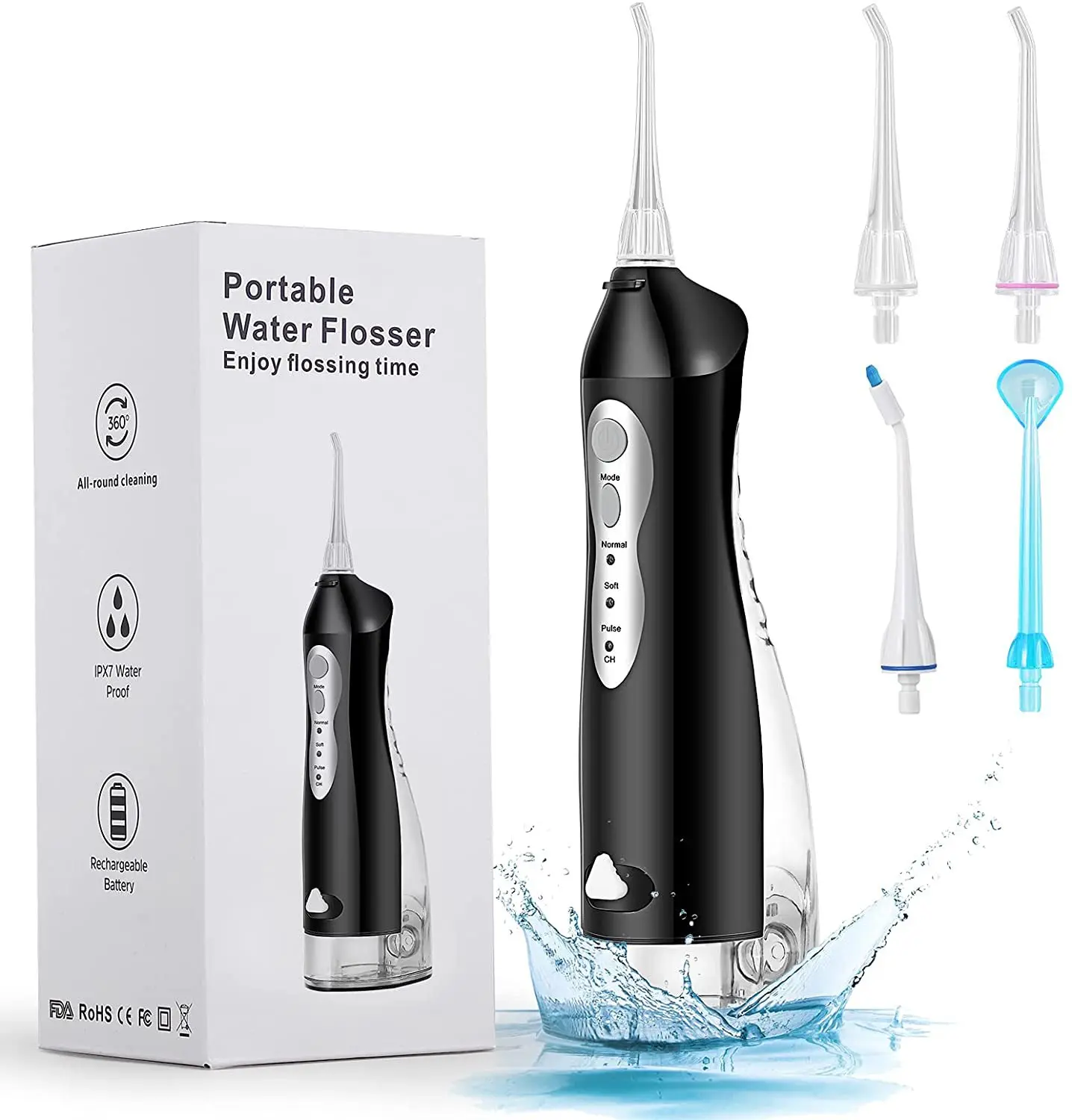 Oral Irrigator USB Rechargeable Portable Dental Water Flosser 300ML Water Tank Waterproof Jet Teeth Cleaner Family Travel Gift