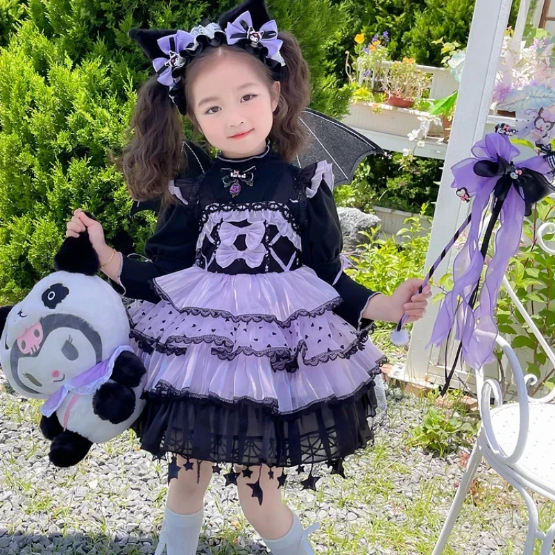 Anime Sanrio Kuromi Girl Cosplay Dress Autumn Lolita Princess Dress Halloween Cosplay Costume Exquisite Princess Gift