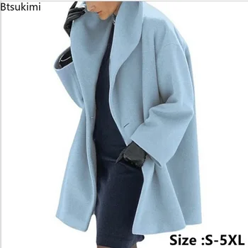 2025 Piumino in cotone caldo da donna Solido Autunno Inverno Trench in lana da donna Cappotto lungo soprabito sottile Giacca ampia da donna 1