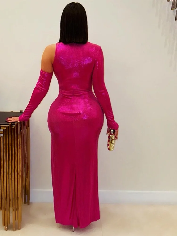 Wmstar Women Dress Wholesale Irregular Hollowed Out Metal Buckle Dress Sexy High Slit Evening Dress for Women New Fashion 2025