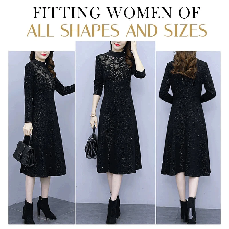 Women's Starry Sky Dress Women Summer Black Patchwork Mesh Elegant