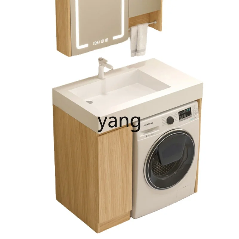 

LMM Balcony Washing Machine All-in-One Cabinet Combination Solid Wood Corner Cutting Angle Washstand