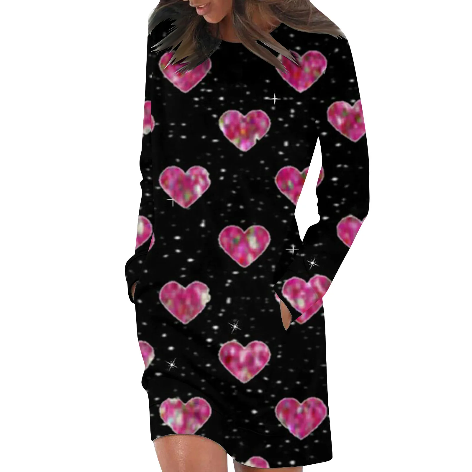 

Traf Women 2024 Long Sleeve Dress For Women CasuaL Printed Pullover Hip Pack Dress Sweater Dress Autumn Vestidos Mujer