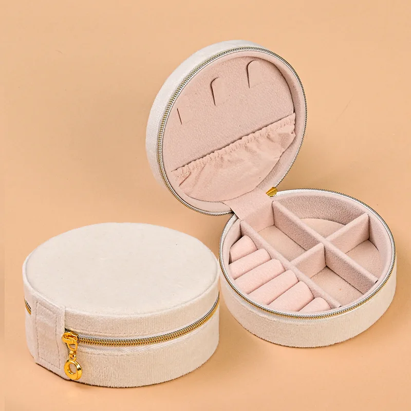 Ins Round Mini Ring Box Travel Portable Small Ring Jewelry Gift Box Jewelry Packaging and Storage Box Jewelry Organizer