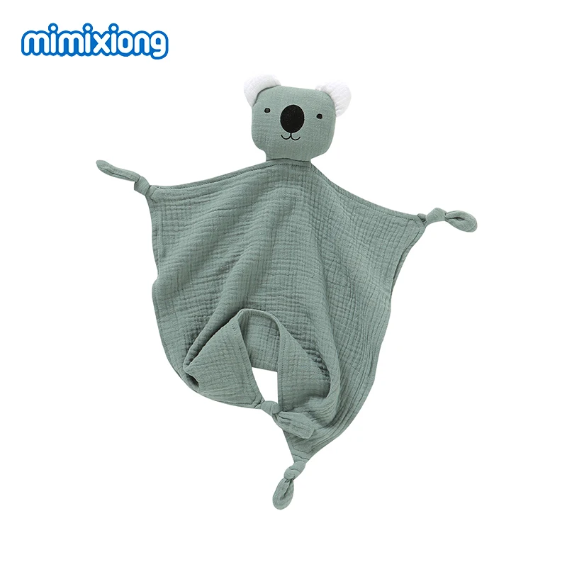 Baby Security Blanket Soft Cotton Gauze Animal Doll Newborn Boy Girl Teething Bib Stuffed
