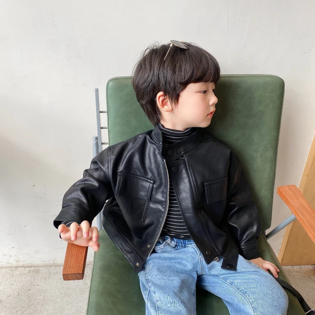Chaqueta de cuero versión coreana para niños, abrigo para niños, chaqueta  para niños, chaqueta para niños