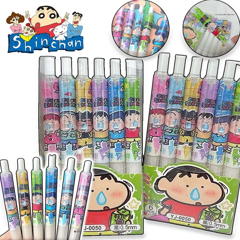 Crayon Shin-chan 블랙 젤 펜 세트 총알 팁 0.5mm 리필 젤 펜 학교 사무용품 문구 액세서리 문구 new