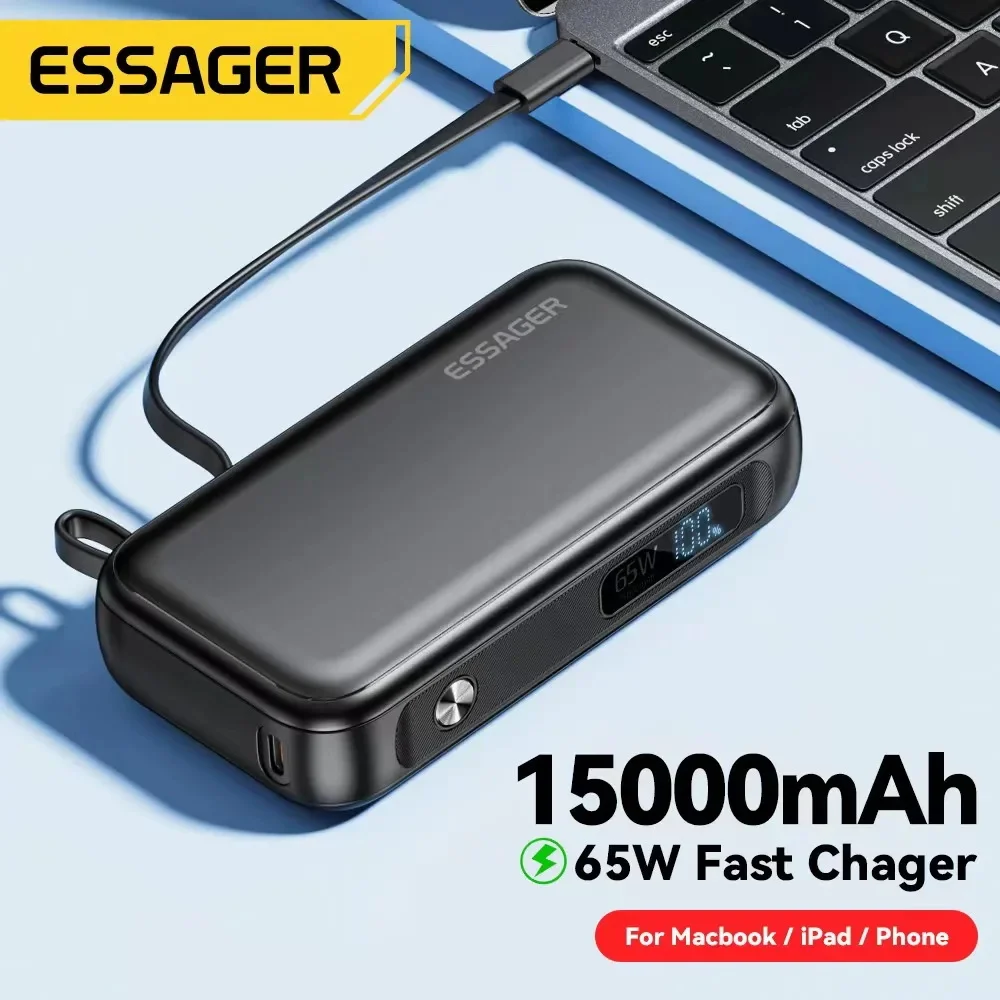 Essager Power Bank 15000Mah Caricabatterie Portatile Powerbank Pd Qc 3.0 65W Ricarica Rapida Batteria Esterna Telefono Cellulare Per Iphone Xiaomi