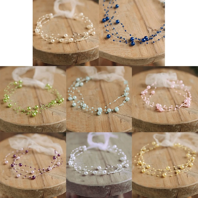 Princess Baby Photoshoots Posing Photo Tieback Hair Accessories Newborn Photography Props Toddler Girls Pearl Headband 1
