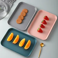 Pink Green Gray Plastic Tray Nordic Rectangular Plastic Tray Storage Serving Tray Kitchen Organizer Kitchen Fruit Dessert Tray 1