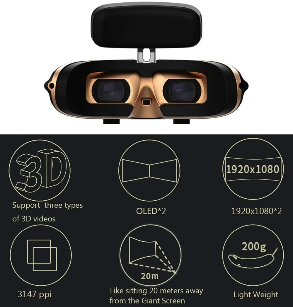 GOOVIS Pro VR Headset 4K Dual OLED Screens – 3D Private Cinema FPV Goggles for Drone Blu-ray & Game Console Compatible HD VR