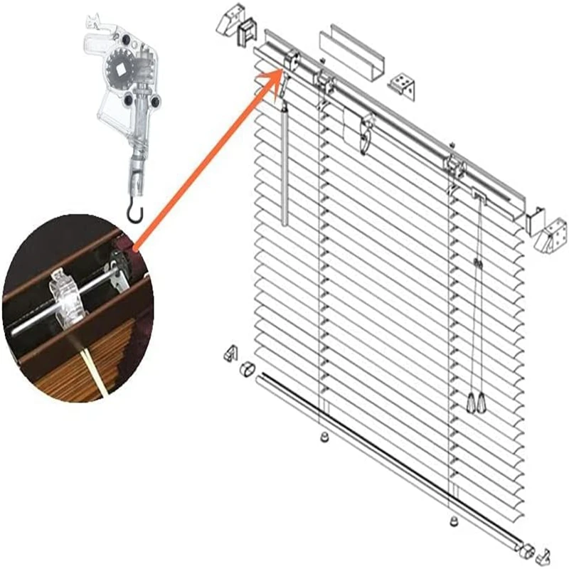 Mécanisme d'inclinaison pour accessoires de stores horizontaux à profil bas/haut, tige d'inclinaison avec - Chine Accessoires pour stores en bois, composants pour stores