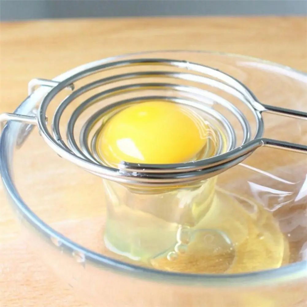 Egg Divider Long Handle Kitchen Tool Stainless Steel Circles Funnel Egg Yolk Separator Tools For Kitchen