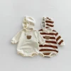 FLM Baby Romper Long Sleeved Bear Pattern + Hat Stripe Toddler Boy  Jumpsuit Baby Clothes 0-24M 5