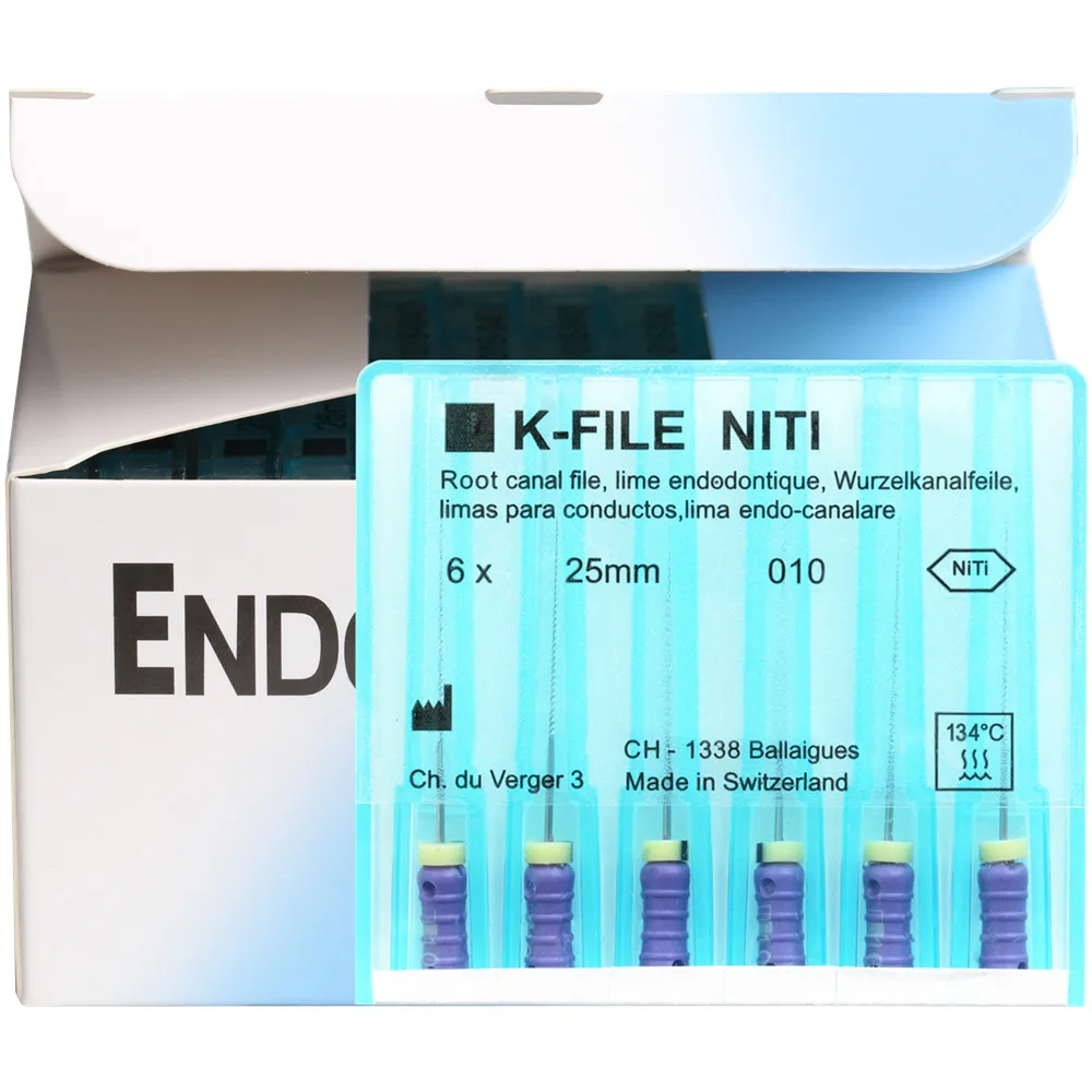 

10 Packs/Box Dental K-FILE NiTi Flexible 21/25mm Endo Root Canal K Files Hand Use Endodontic Nickel Titanium Dentist Instruments