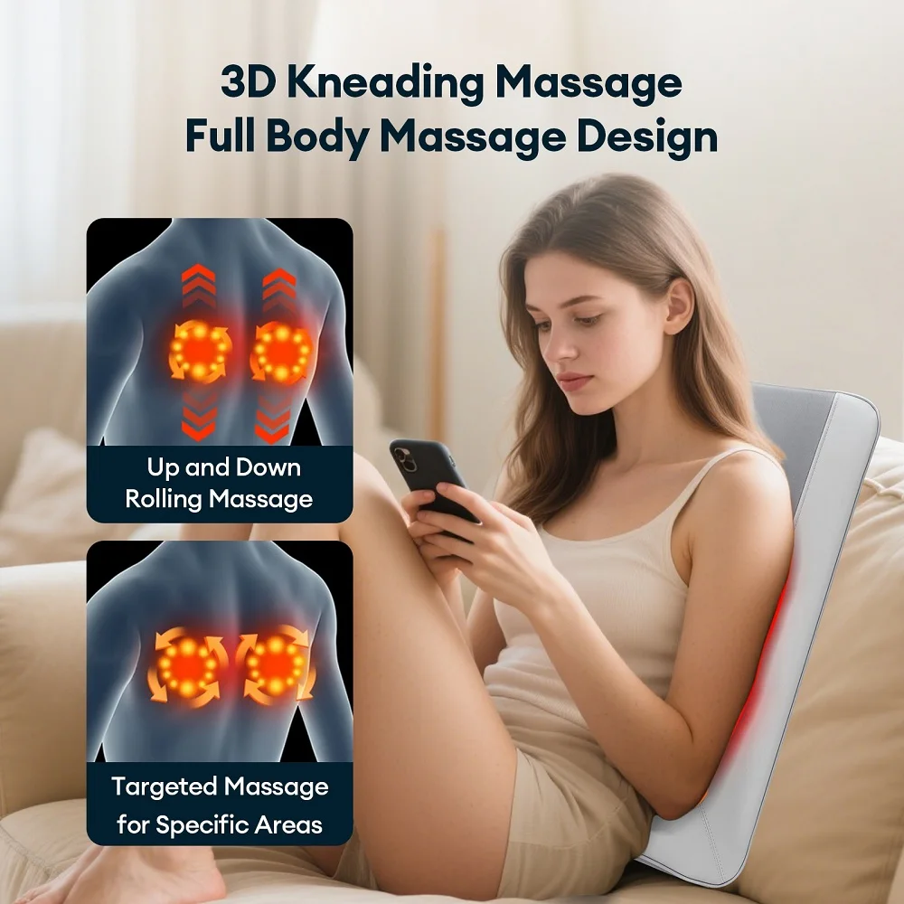 Electric Massage Pad Cushion Waist Backrest Massager Shoulder Neck Waist Back Hip Support Relieve Tense Muscles Wireless Usage