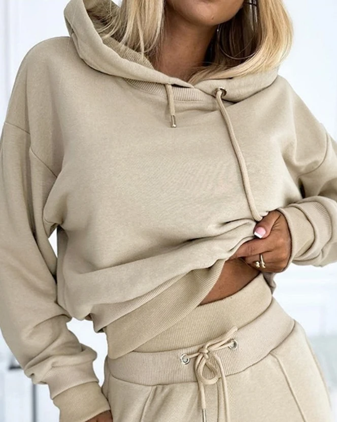 Fashion Long Sleeve Hoodie and Wide Leg Pants Set Casual 2023 New Hot Selling Fashion Women's Wear