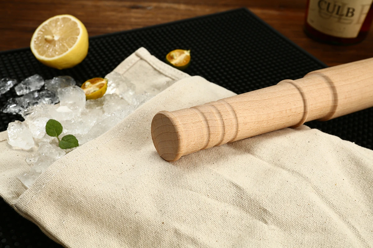 Professional 35cm Muddler Mallet and Lewis Bag Bartender Kit & Bar Tools Kitchen Accessory, Ice Bag & Mallet