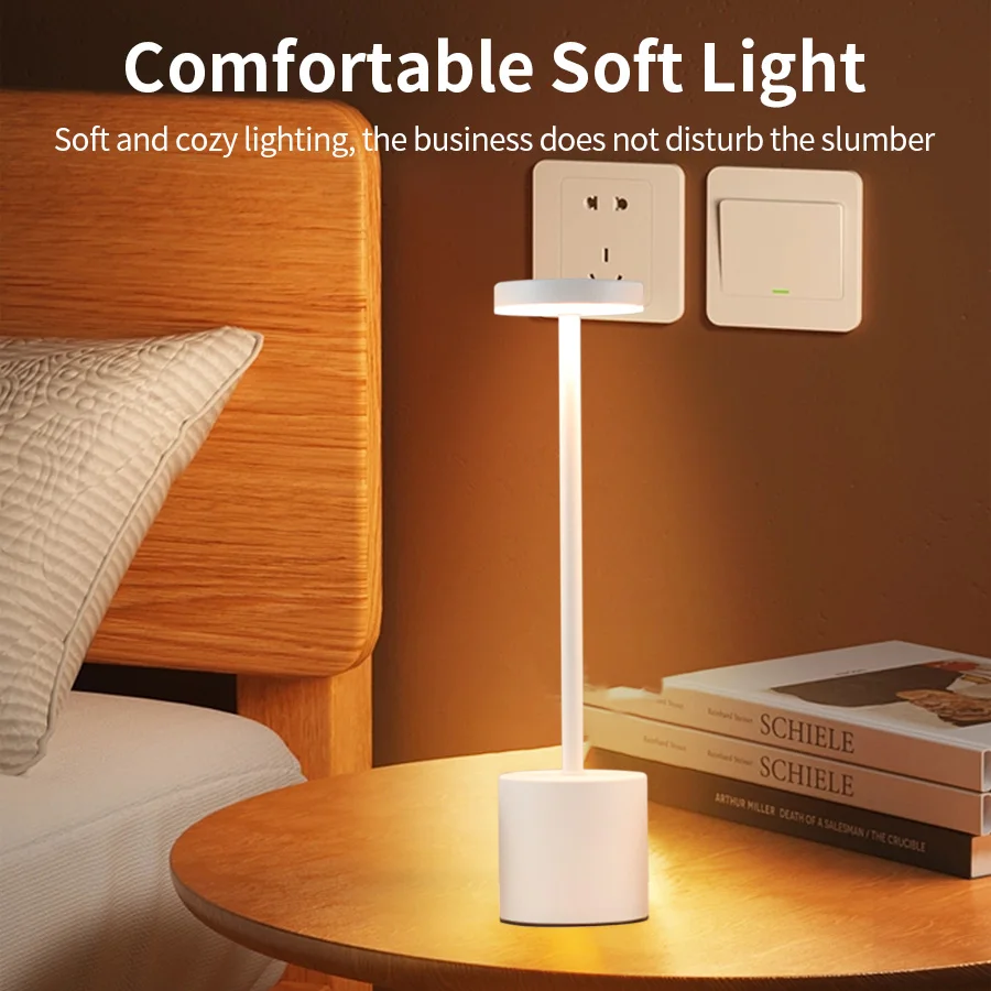table lamp Classic Table Lamp USB Rechargeable Night Light Stepless Dimming Touch Desk Lamp 3 Colors Bedside Bar Hotel Decoration
