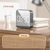 Mirror Digital Alarm Clock LED Display Snooze Wake Silent Calendar Temperature Desktop Dimmable Electronic Desk Clock Home Decor 4