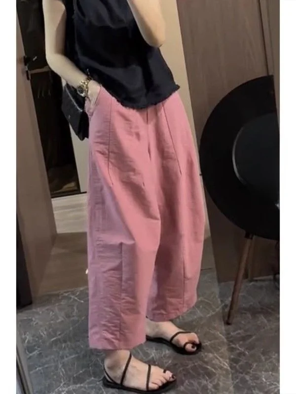High Waist Wide Leg Pants Nine Points Casual Trousers for Women Summer New Style plus Size Banana Pants Slimming Effect - 3