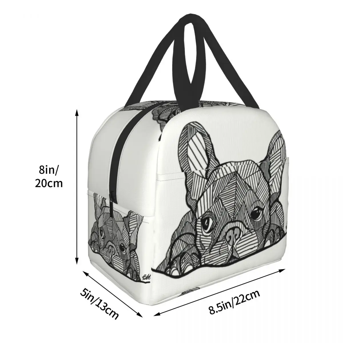 French Bulldog Puppy Facial Insulated Lunch Bag for Work School Picnic Resuable Portable Thermal Cooler Lunch Box for Women Kids lunch bag cooler bag