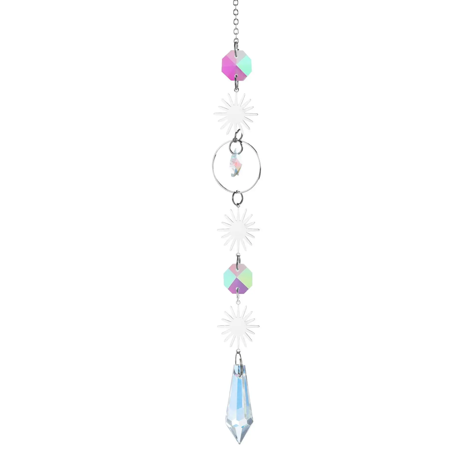 Crystal Wind Chimes Moon Sun Catchers Prisms Pendant Dream Catcher Rainbow Chaser Hanging Drop Home Garden Decor Windchime