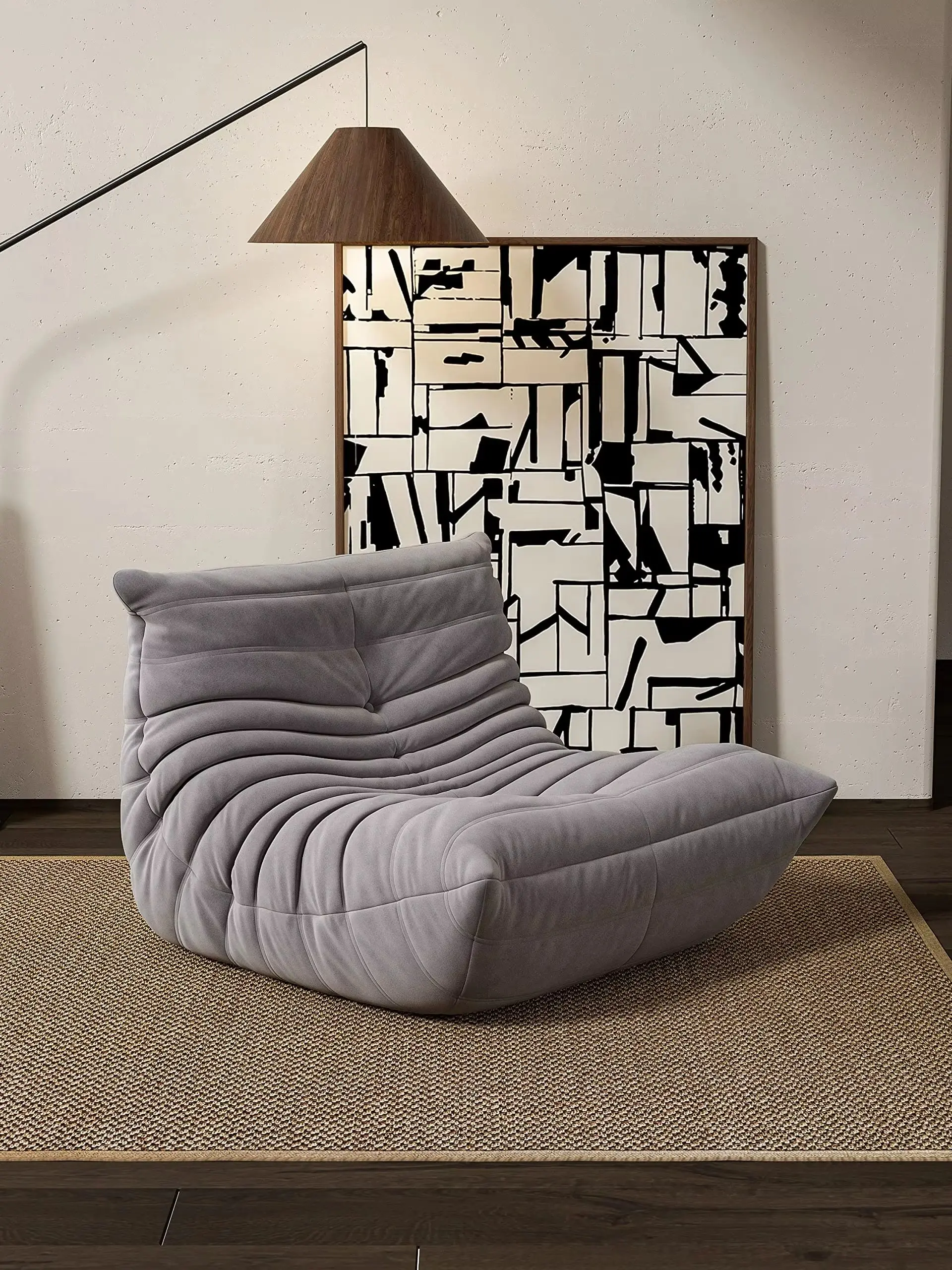 Togo Sofa Couch Chair, Beanbag Sofa Chairs, Lounge Armless Sofa, Filled by High Density Memory Foam,3 color materials available 3