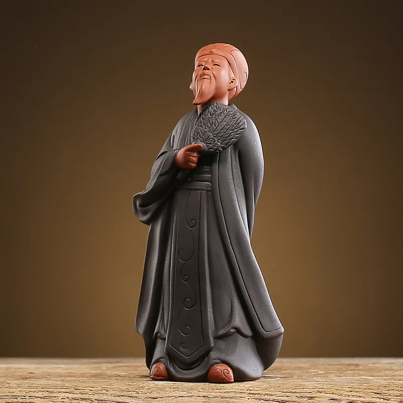 Kong Ming-Zhuge Liang Ceramic Statue, Historical Figures, Home Decoration, Craft Gift, Bo Gu Rack Decoration