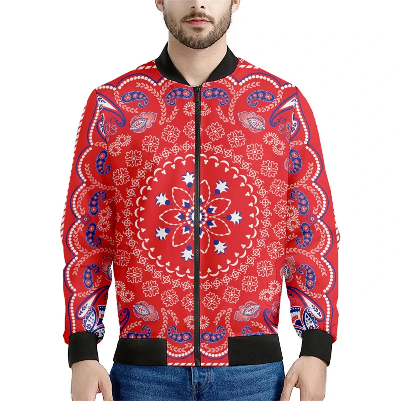 thumbnail image 1 of Chaquetas con estampado de bandana de cachemira de tendencia, moda de primavera y otoño, chaqueta con estampado 3D de manga larga, ropa de calle informal, sencilla y genial para hombre, 1 of 5