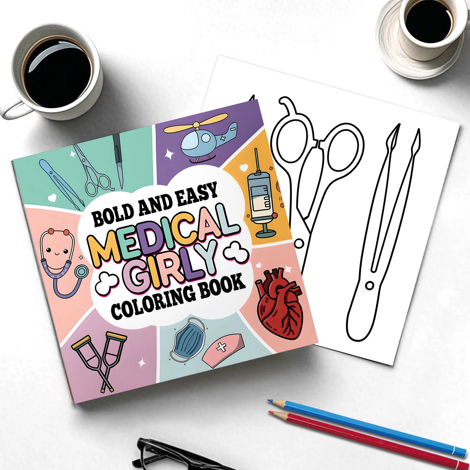 BOLD AND EASY MEDICAL GIRLY Coloring Book for Relaxation Featuring Lovely and Fun Illustrations for Adults and Kids Art Books ﻿ 3