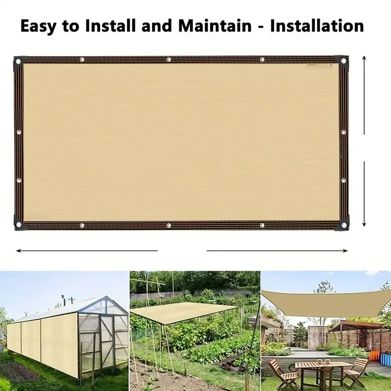 Beige Sunshade Net Wrap-around Perforated Sunshade Cloth Thickened Heat Insulation Net Summer Outdoor Shade Sun Screen