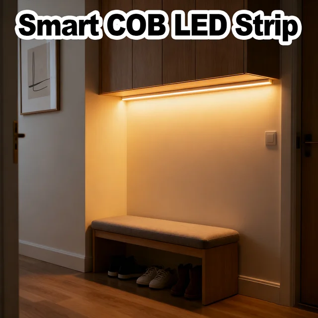 ไฟ LED แบบเส้น 1 เมตร 3 เมตร 5 เมตร แบบยืดหยุ่น ใช้พอร์ต USB พร้อมเซ็นเซอร์ตรวจจับความเคลื่อนไหว ใช้พลังงานจากแบตเตอรี่ เหมาะสำหรับตู้เสื้อผ้า บันได ห้องนอน และตู้เก็บของ 1
