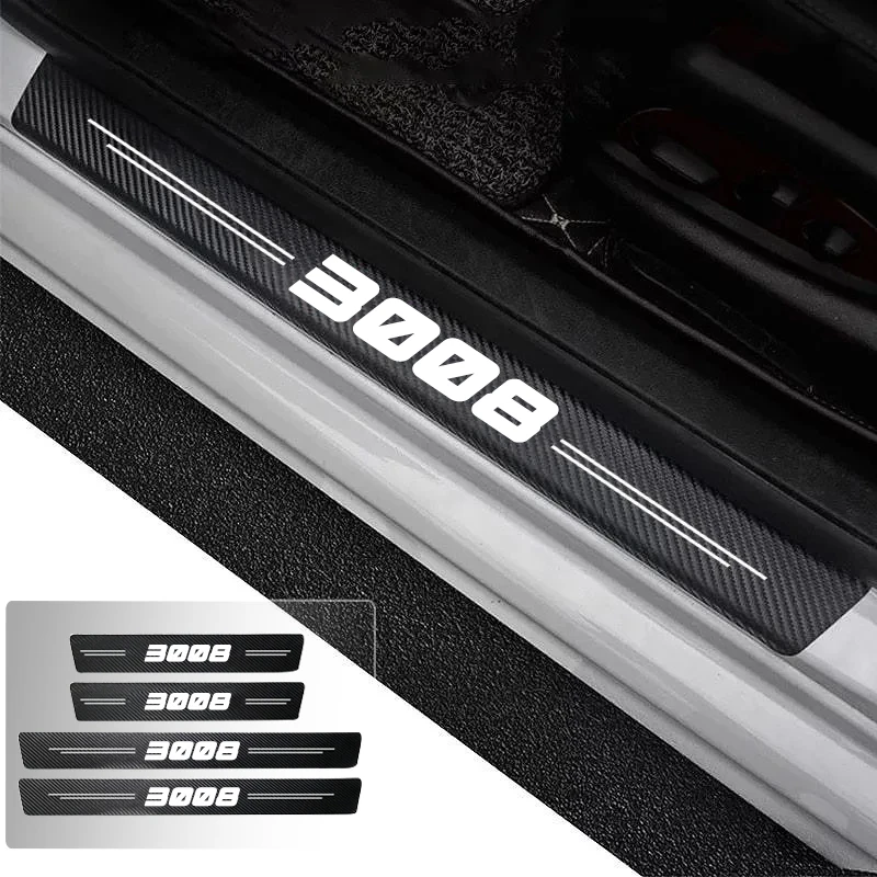 

Car Door Sill Carbon Fiber Sticker Threshold Side Anti Scratch Waterproof For Peugeot 3008 Trunk Bumper Scratch Guards Decals