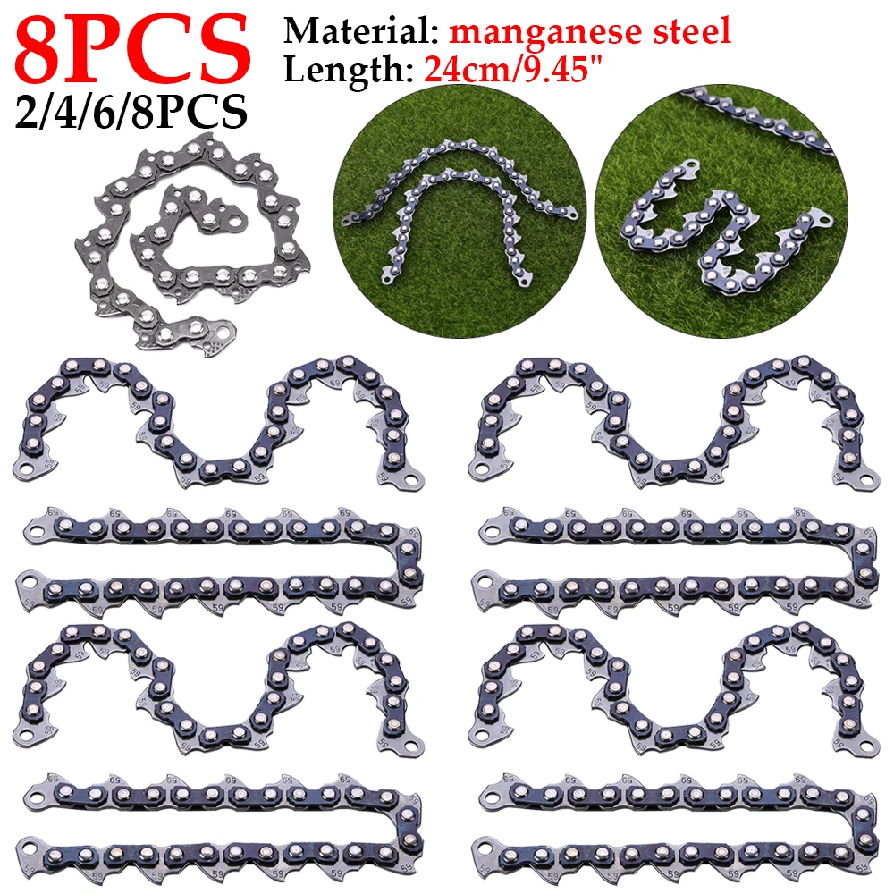 8-2pcs Chain Type Chain Blade Wood Cutting Chainsaw Woodworking Accessories Grass Trimmer Head Grass Cutter Desbrozadora chainsaw chain,chainsaw parts kit,grass trimmer head eyelet
