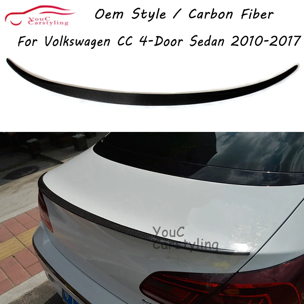

Задний спойлер из углеродного волокна для Volkswagen CC, 4-дверный седан, 2010-2017, стиль OEM, задний спойлер, крыло