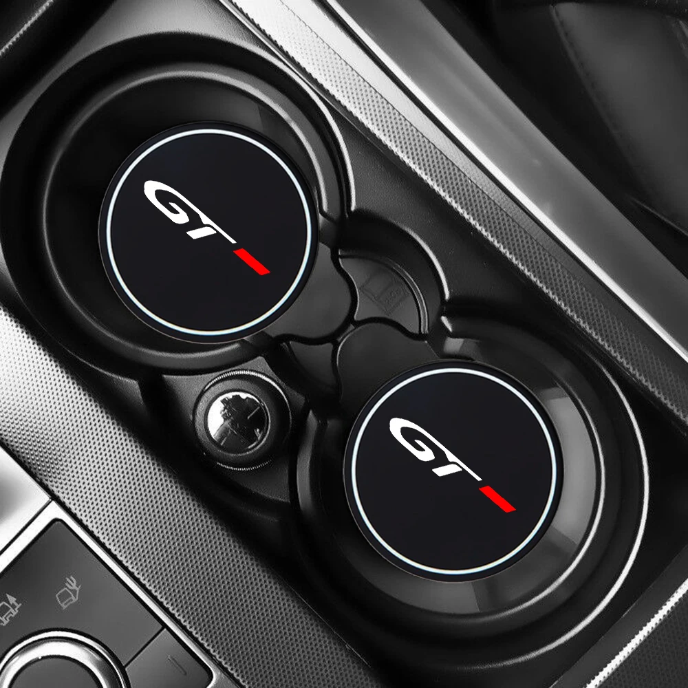 2Pcs Car Coaster Pads Water Cup Slots Non-Slip Mat Waterproof Water Cup Mat Drink Pad for Peugeot GT Line GTI 206 207 307 308 408 cup holder coasters,car coaster pads