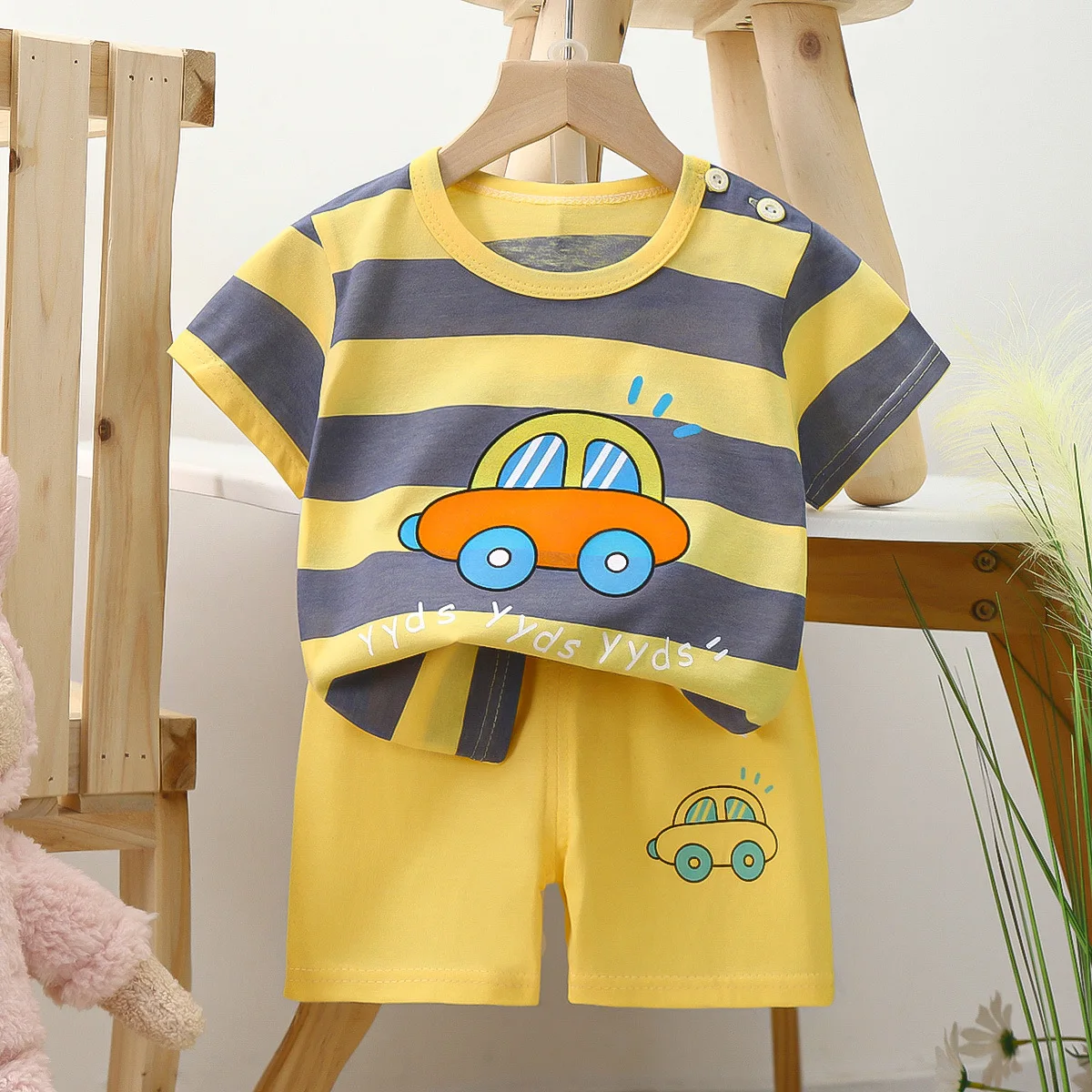 Spring Summer Baby Cotton Cartoon Clothes 2pcs Sets Baby Cotton Clothes T-shirts+Pants Set for Boys Girls Kids Sports Outwear