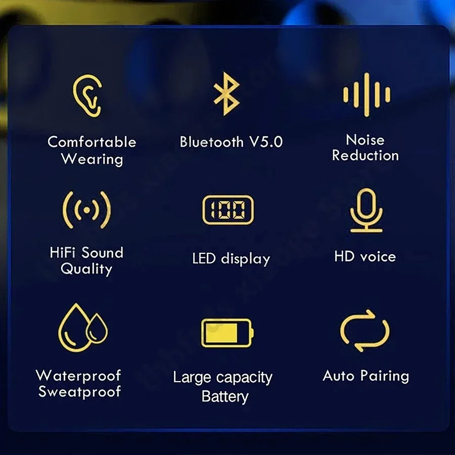 Wireless Bluetooth Earphones Touch Control Stereo Headset