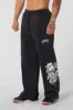 2024 leisure sweatpants gym bodybuilding running training pants cotton terry printed bouquet foot pants 1