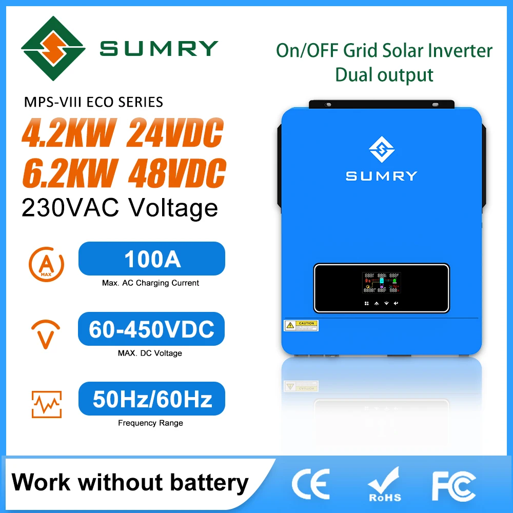 3.6kw/4.2/6.2KW ON/off Gird Solar Inverter 24V 48V 220V 120V Pure Sine Wave MPPT Solar Charger Hybrid Solar Inverter solar inverter sine wave inverter power inverter