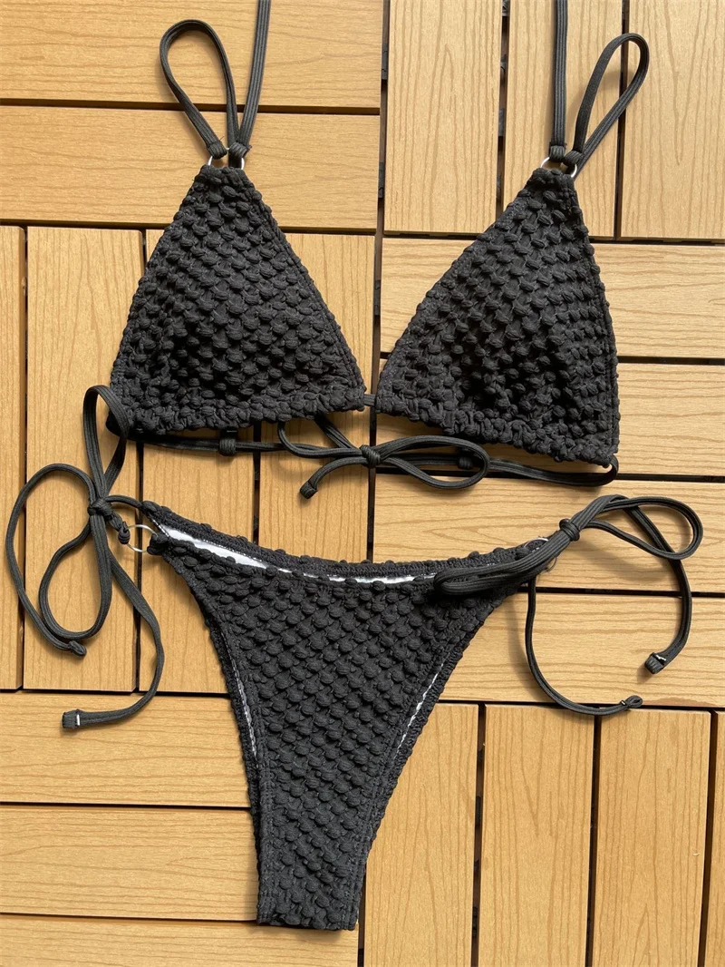 Fashion Bikini Swimwear Women Summer Sexy High Cut Swimsuit Bathing Suits Solid Color Bikinis 2PCS Set Beachwear