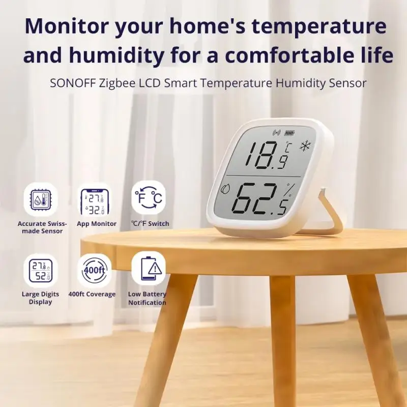 SONOFF-Zigbee SNZB-02D Sensor de temperatura e umidade, automação residencial inteligente, monitor em tempo real, Ewelink, Alexa, Google Home Assistant