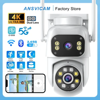 ANSVICAM 4K Ultra HD PTZ Security Camera Outdoor 5G Wifi Dual Lens Dual Screen Cameras AI Human Tracking Two-Way Audio O-Kam Pro 1
