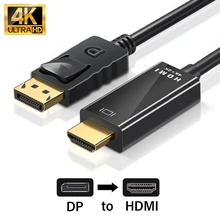  DisplayPort to HDMI-compatible Adapter Cable 4K DP to HDMI For Laptop to Projector Video Audio Converter Display Port Cable 