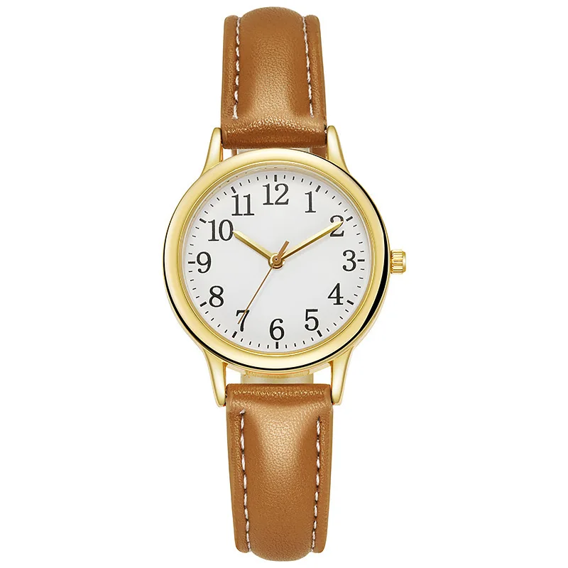 Little Fresh Sport Women's Quartz Watch Arabic numerals Simple dial PU leather strap Women's Candy color
