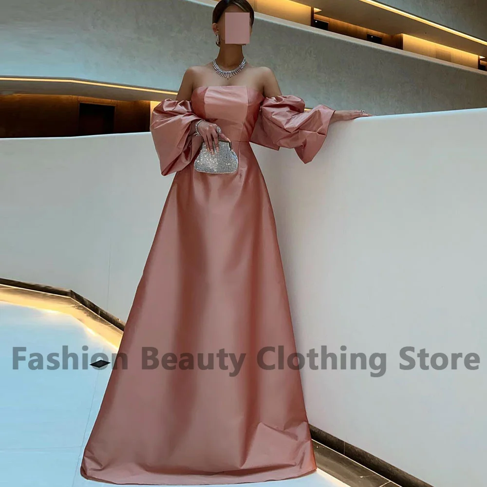 

Simple Satin Evening Dress Off The Shoulder Draped A-Line Backless With Bow Women's Elegant Brush Train Vestidos De Gala