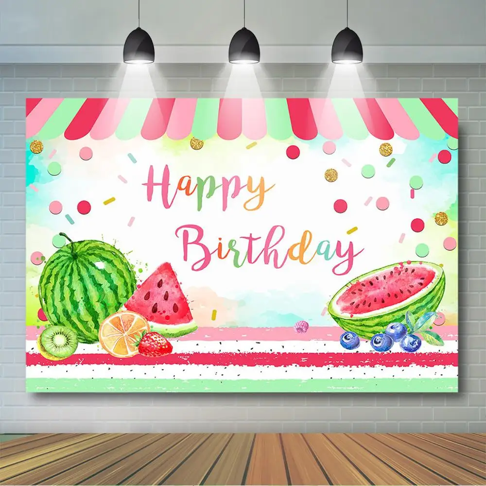 Mocsicka Tutti Frutti Compleanno Sfondo Tropicale Estate Compleanno Sfondo Anguria Frutta Festa Decor Dessert Table Banner