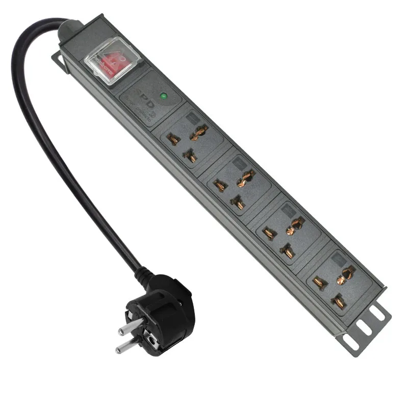 

PDU 4 Unit Lightning protection Power strip Network Cabinet Rack Universal Outlet Dual Break Switch Aluminum alloy shell